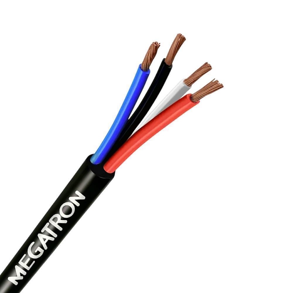 Cabo PP 4x6,0mm 1mt Redondo Preto Megatron NBR 247-5 500V