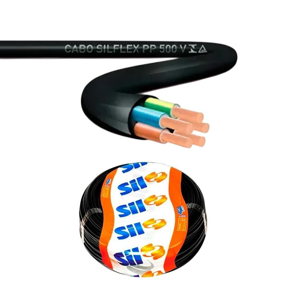 Cabo PP 5x1,5mm 1mt Redondo Preto Sil NBR 247-5 500V