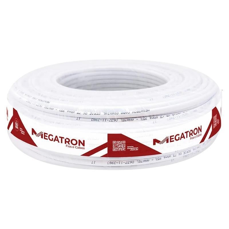 Cabo Coaxial RG6 7mm 100mt CFTV Malha 67% S/Alim Megatron