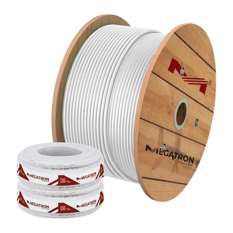 Cabo Coaxial RG6 7mm 300mt CFTV Malha 67% S/Alim Megatron