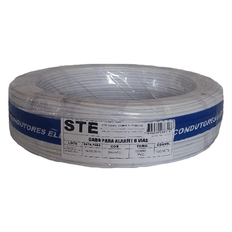 Cabo Multivias Alarme 6x0,40mm 200mt STE Flexivel Branco