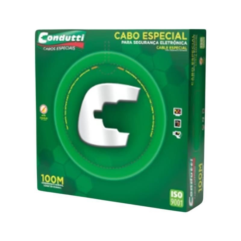 Cabo Manga 4 vias 0,4mm 100mt CFTV Malha 72% Branco Condutti