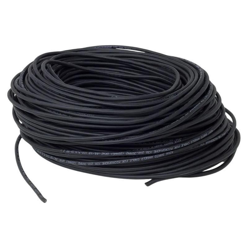 Cabo Microfone Preto C/Malha Mono 1x0,12mm 100mt