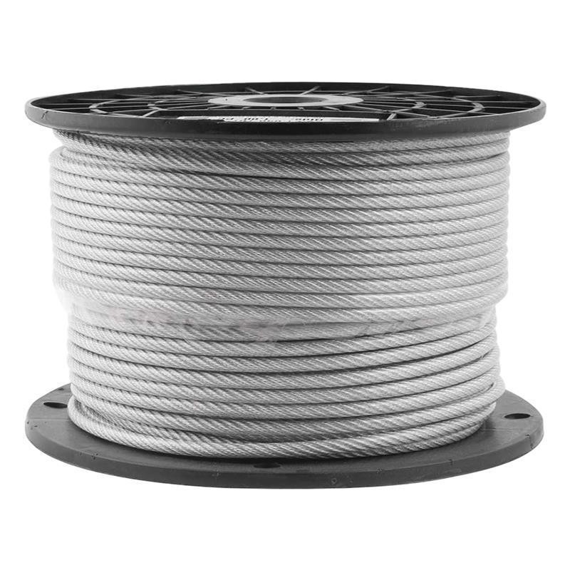 Cabo Aço Plastificado 4,0x5,5mm 5/32" Cristal 100mt 6x7AF