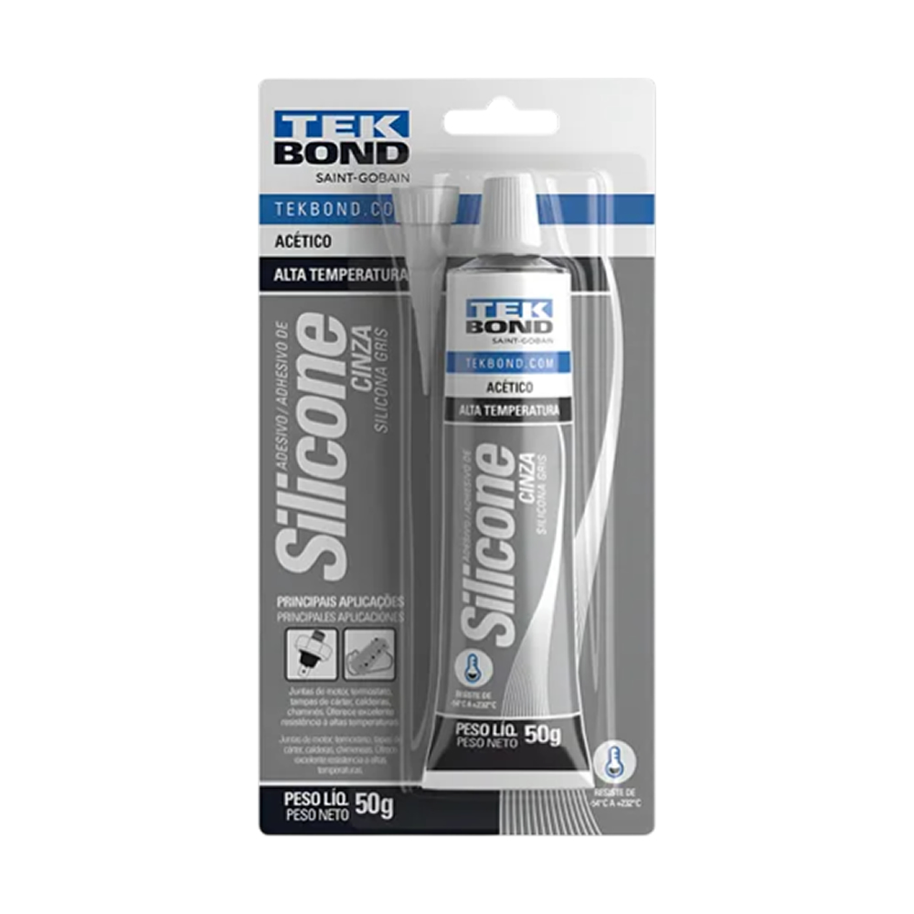 Adesivo Silicone Selante Alta Temperatura Cinza 50g Tekbond