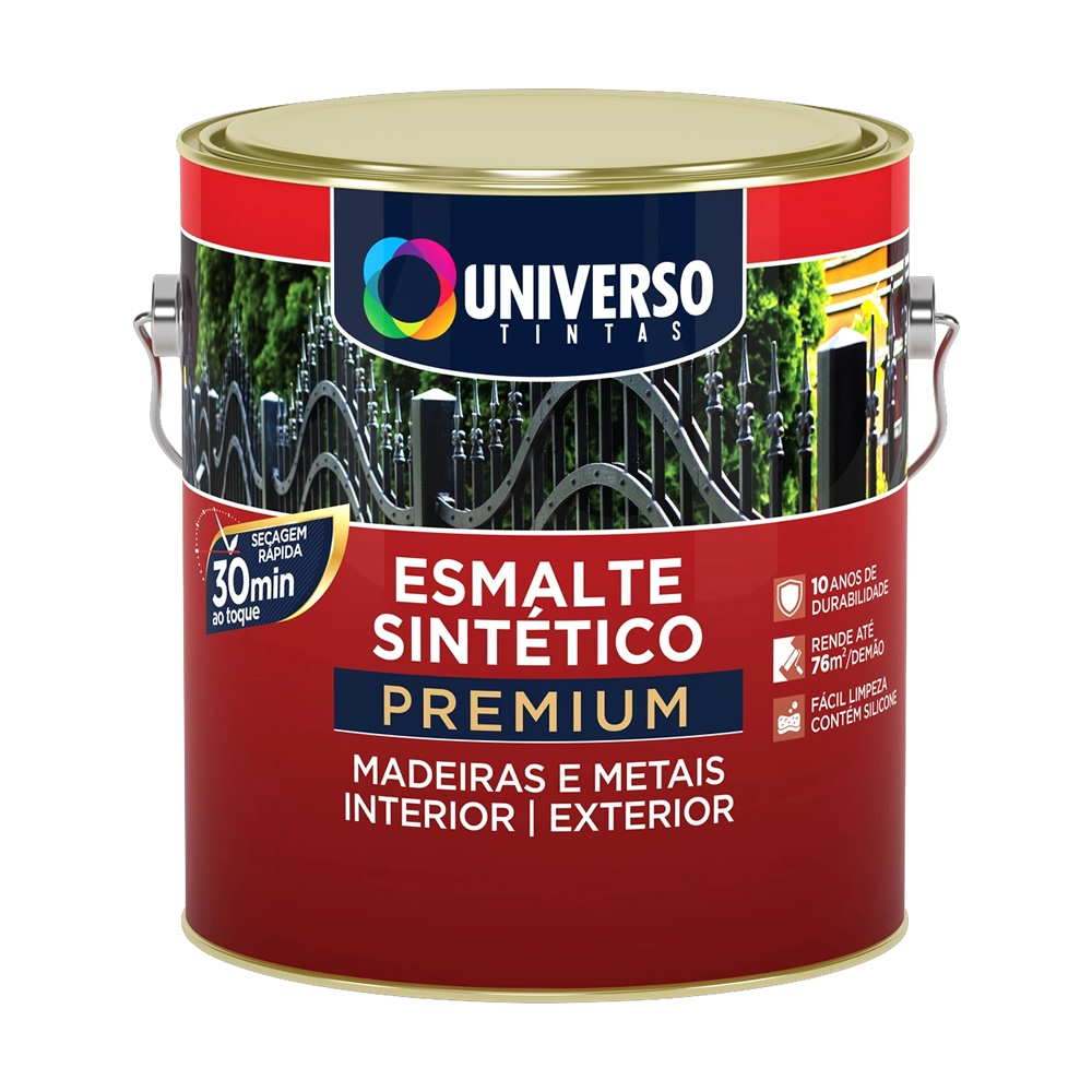 Tinta Esmalte Sintético Preto Fosco Premium 3,6L Universo