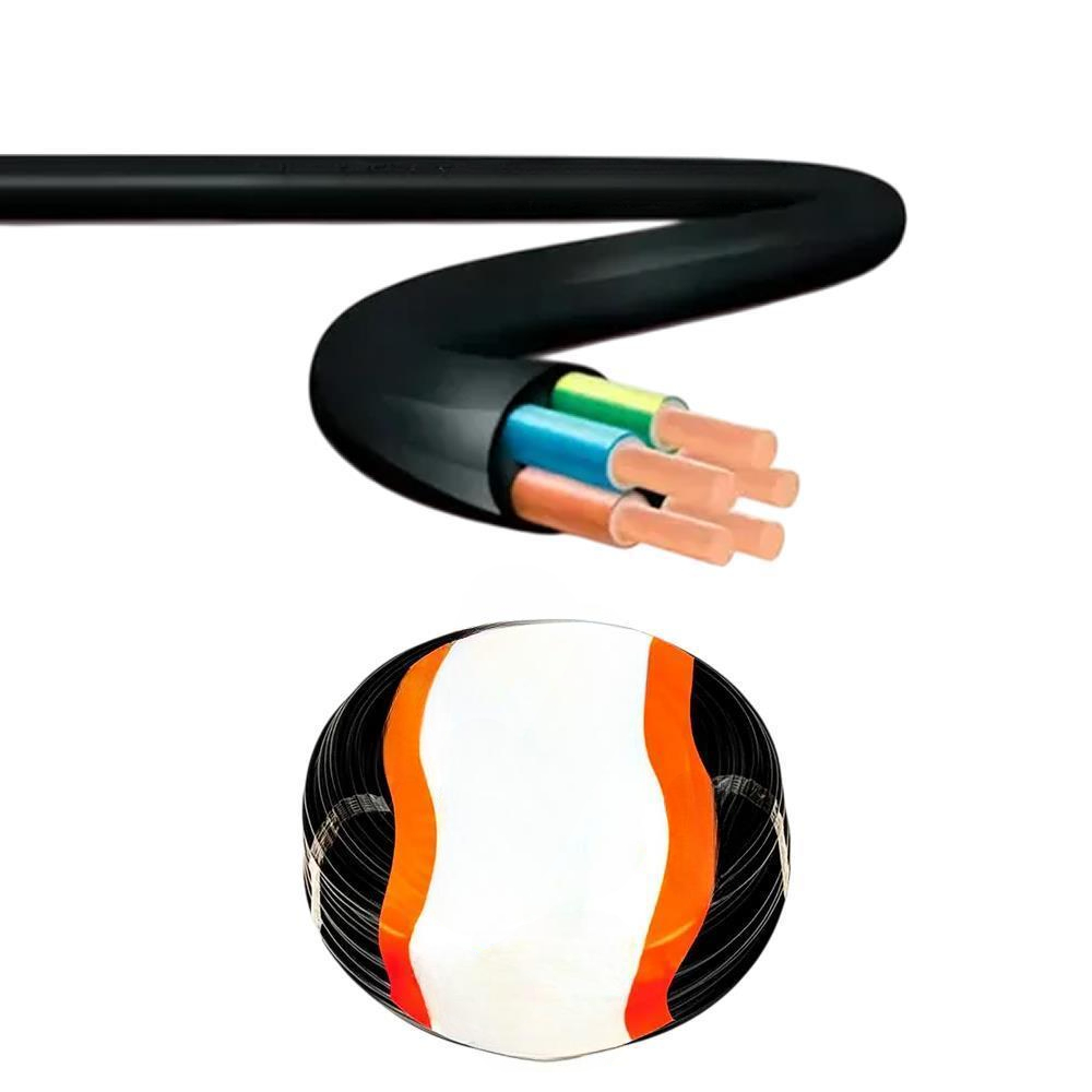 Fio Cabo PP 5x10,0mm 25mt Redondo Preto Rcm/Sil 1KV/1000V