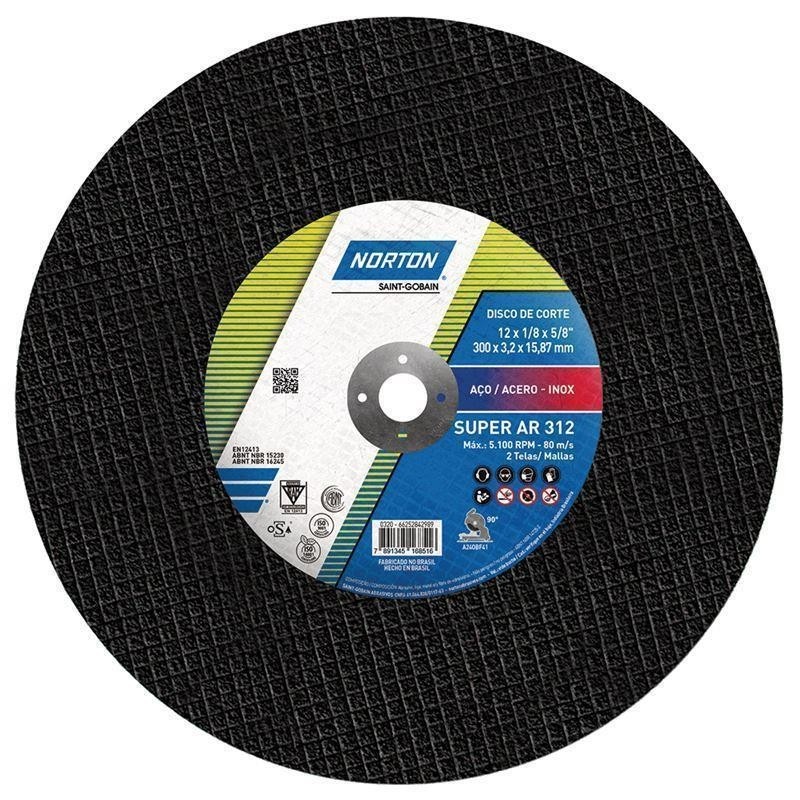 Disco Corte Ferro 305mm P/Policorte 12x5/8" Norton AR312