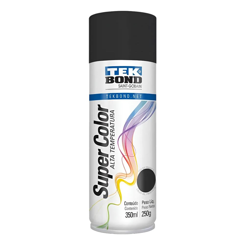 Tinta Spray Alta Temperatura 600° Preto Fosco 350ml Tekbond
