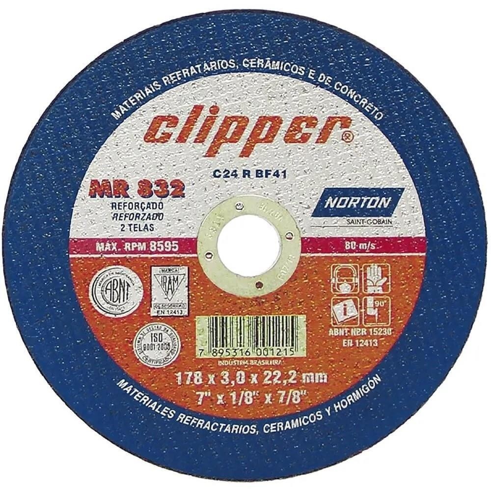 Disco Corte Refratario 180mm Emerilhadeira 7" Norton MR832