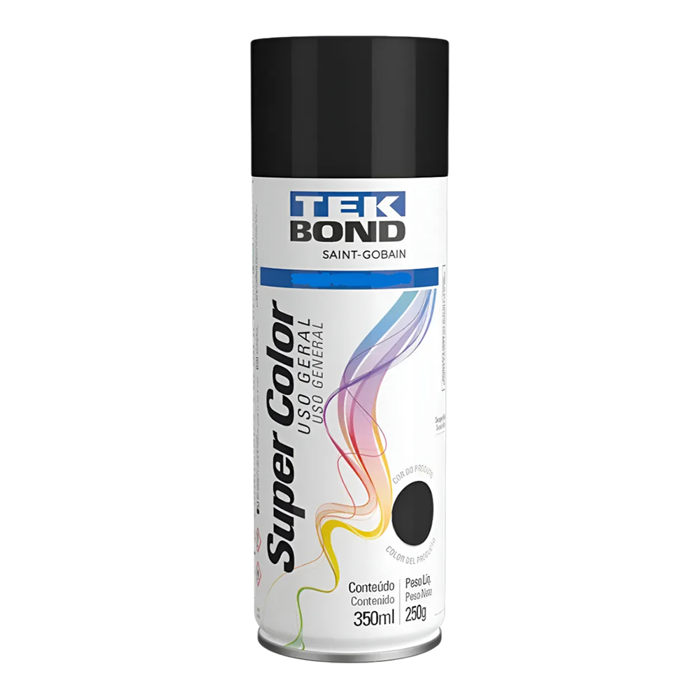 Tinta Spray Preto Brilhante Uso Geral 350ml Tekbond