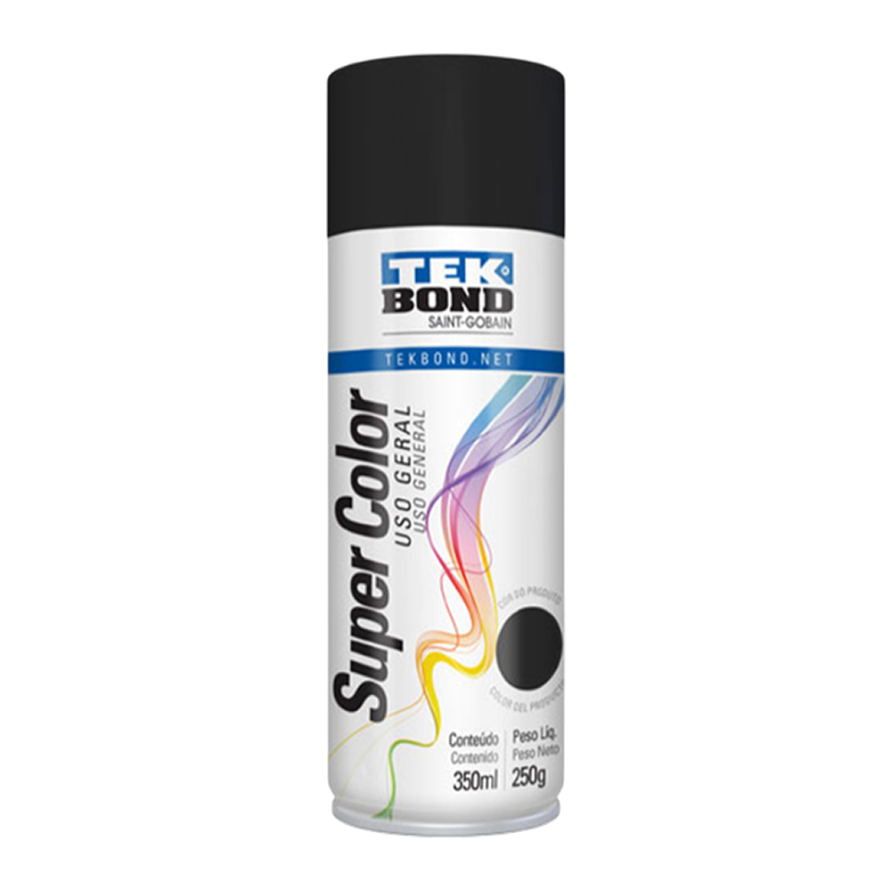 Tinta Spray Preto Fosco Uso Geral 350ml Tekbond