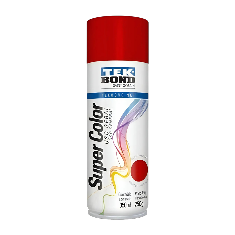 Tinta Spray Vermelho Uso Geral 350ml SuperColor Tekbond