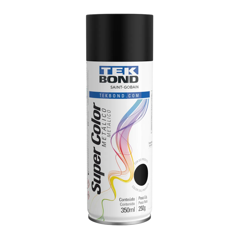 Tinta Spray Uso Geral Metálico Preto 350ml Tekbond