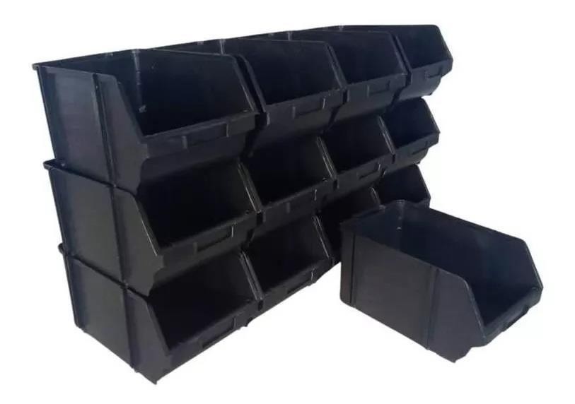 Kit 21 Caixa Box Gaveteiro Industrial Bin Preto N°7 16x22x30
