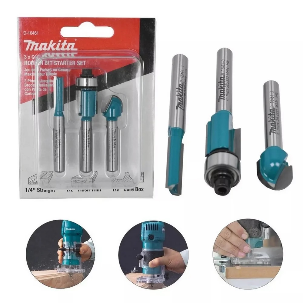 Jogo Fresa Hastes 1/4" 03 Pecas Makita D-16461