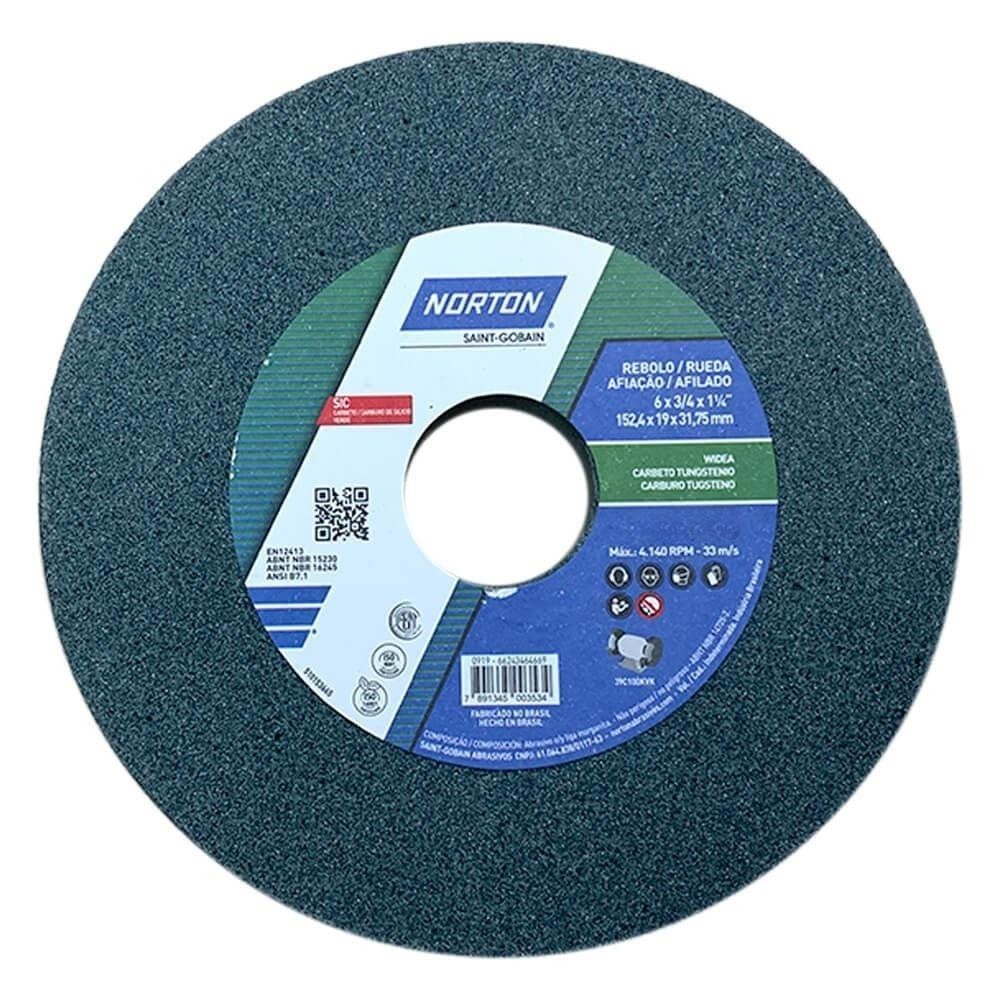 Rebolo Afiar Widea Verde Reto 6x3/4x1.1/4 Grão 60 Norton 39C