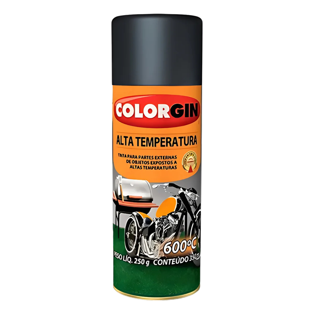 Tinta Spray Alta Temperatura 600° Preto Fosco Colorgin