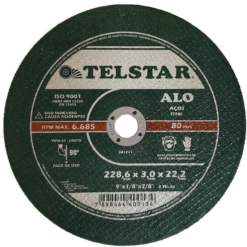 Disco Corte Ferro 230mm P/Esmerilhadeira 9" Telstar ALO