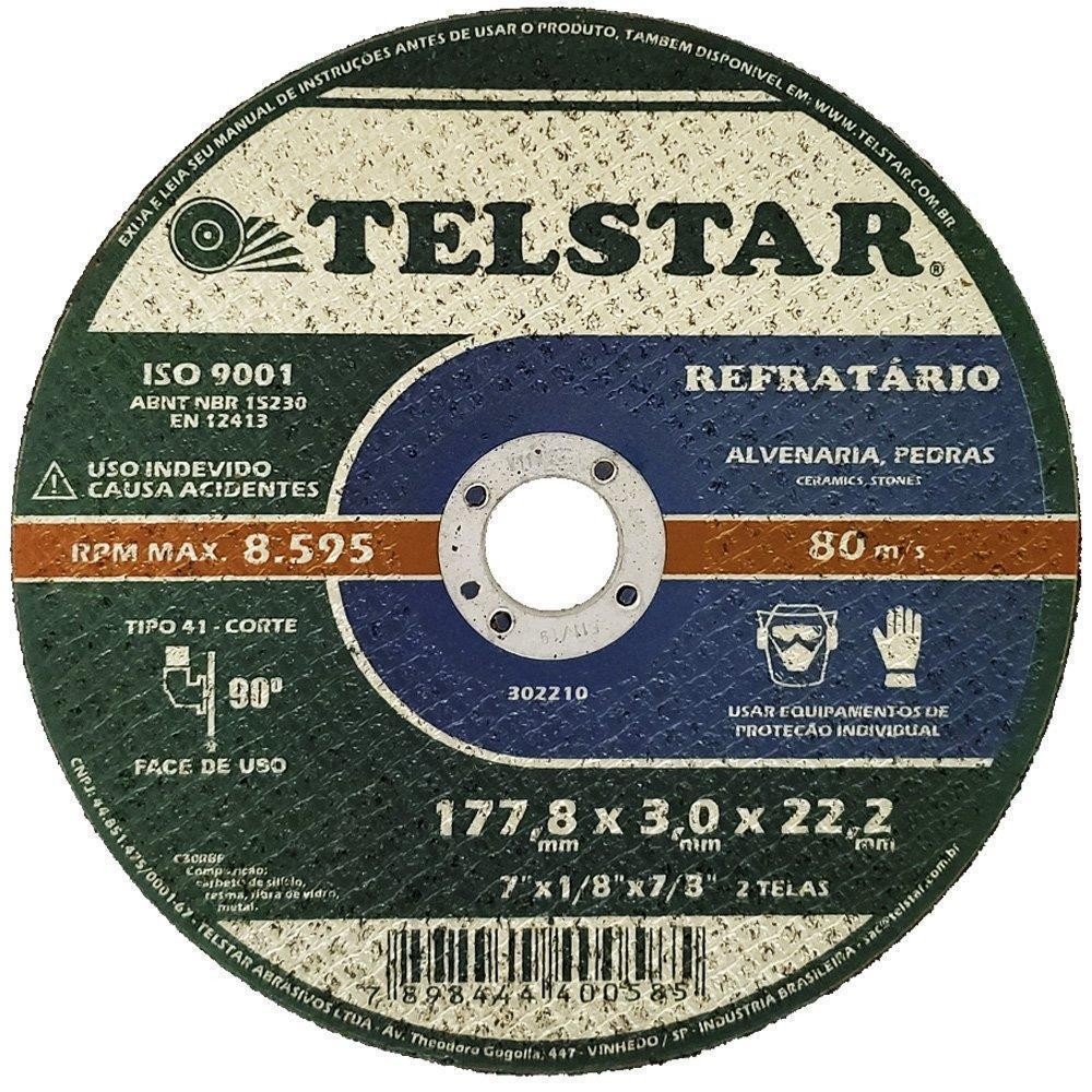 Disco Corte Refratario 180mm P/Esmerilhadeira 7" Telstar