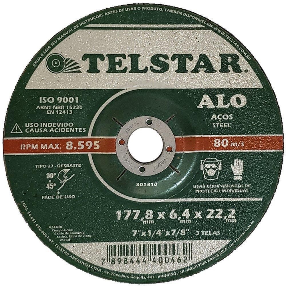 Disco Desbaste Ferro 180mm Esmerilhadeira 7" Telstar ALO