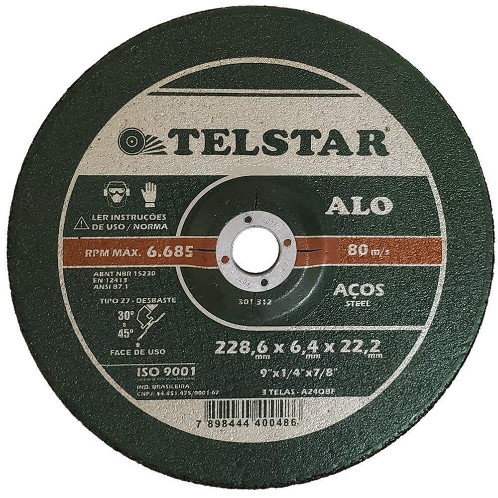 Disco Desbaste Ferro 230mm Esmerilhadeira 9" Telstar ALO