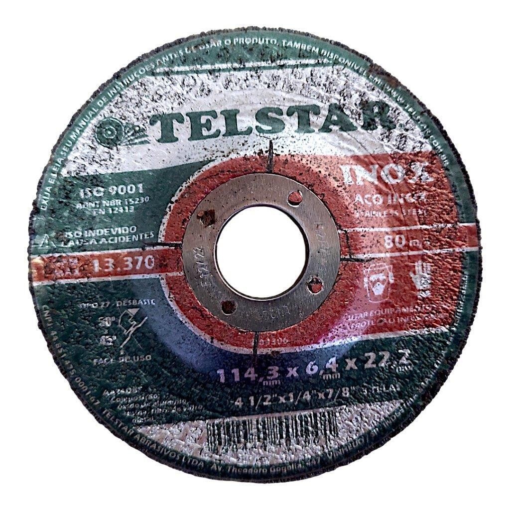 Disco Desbaste Inox 115mm Esmerilhadeira 4.1/2" Telstar