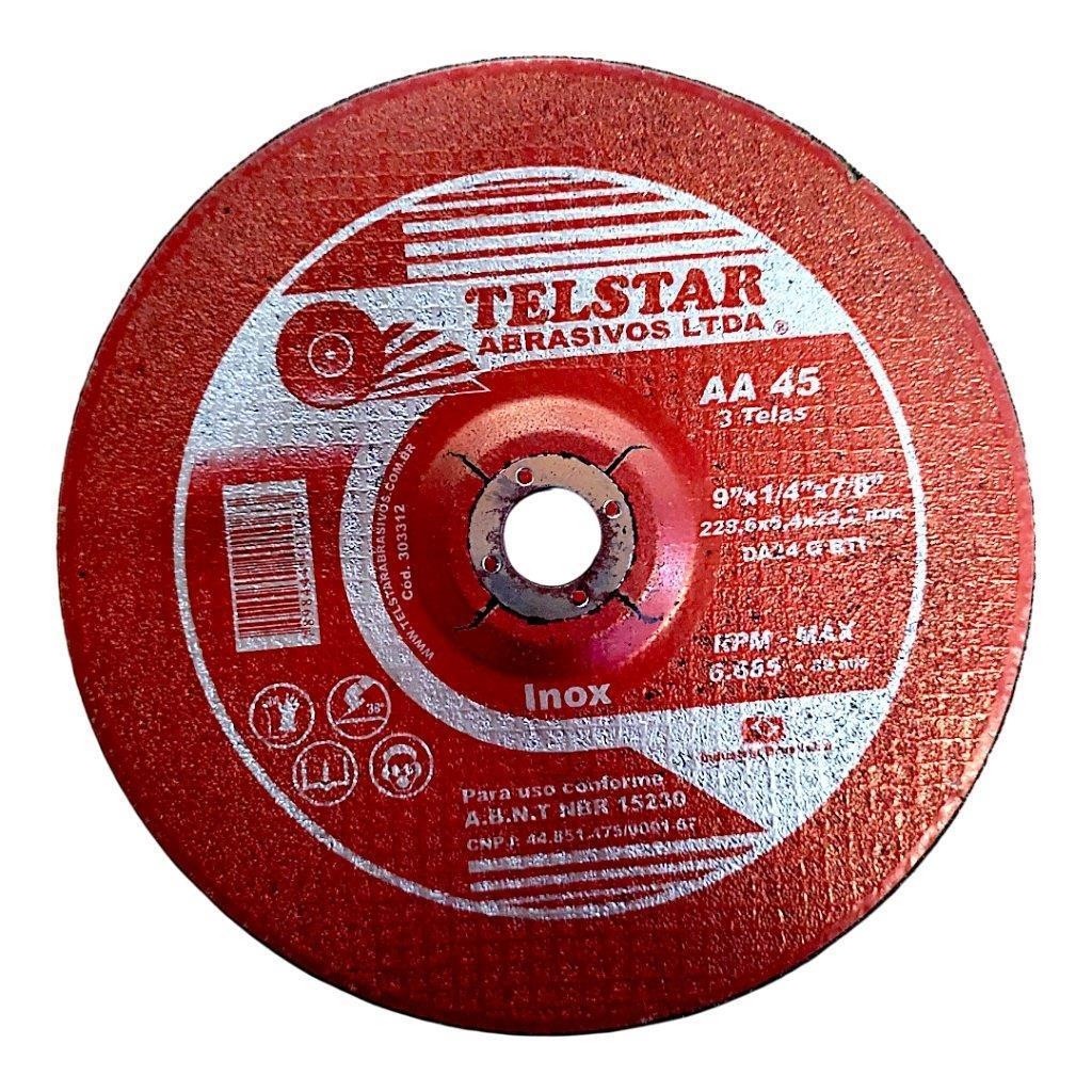 Disco Desbaste Inox 230mm Esmerilhadeira 9" Telstar