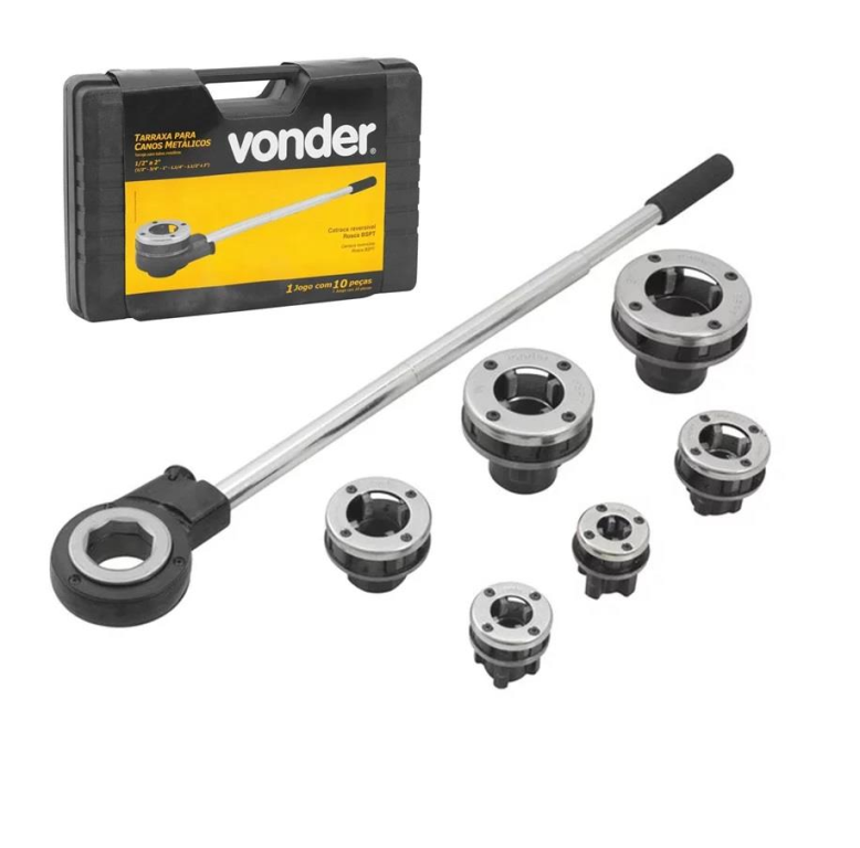 Jogo Tarraxa Manual Tubo Ferro 1/2" a 2"Pol. BSP Vonder