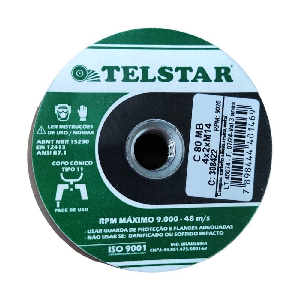 Rebolo Copo Conico c/Rosca M14 4x2 Grão 80 Telstar C80mb