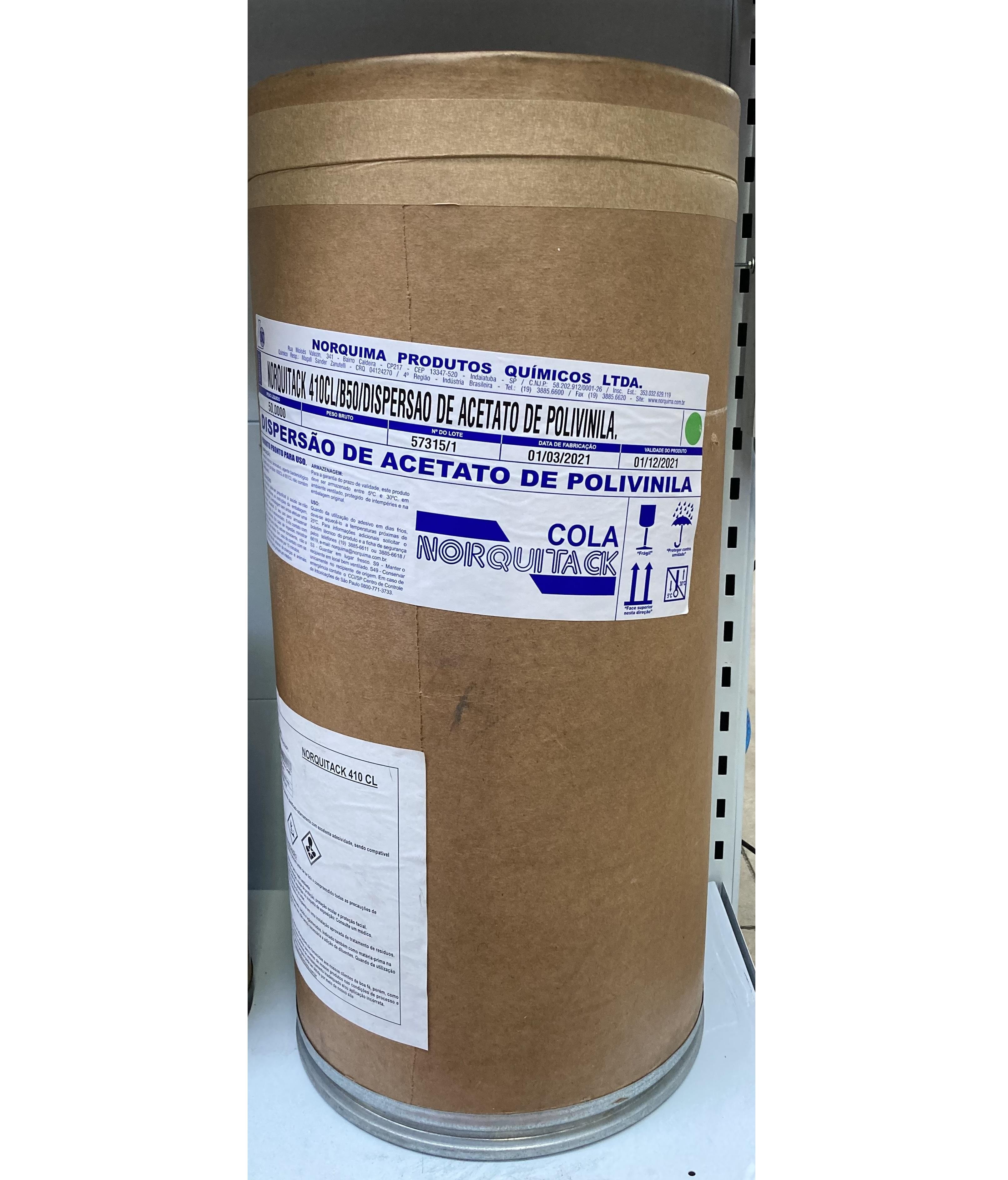 Cola PVA branca madeira resistente 50kg - Norquitack 410cl