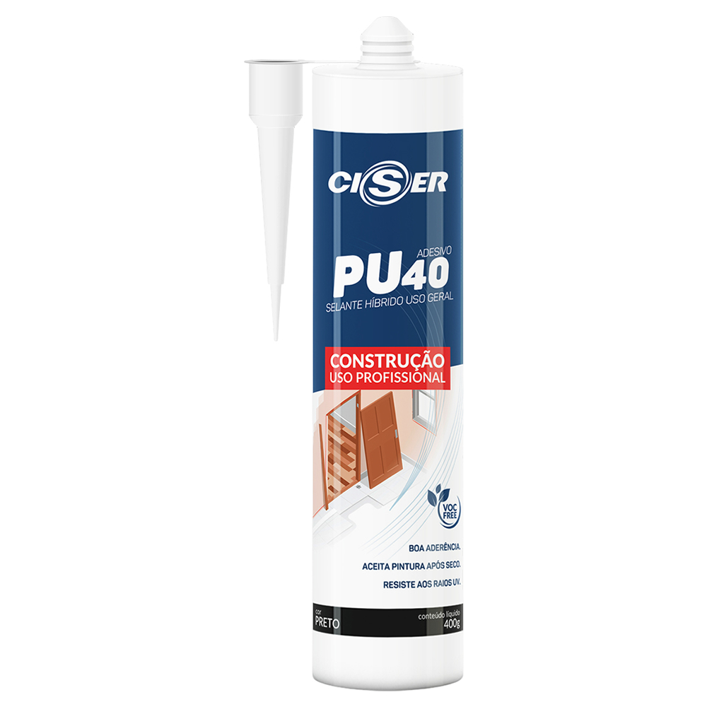 Adesivo Selante Tubo Construcao PU40 Preto 400g Ciser