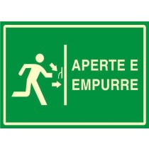 Placa sinalização rota de fuga PVC 315AP "Saída de emergência Aperte/Empurre"