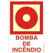 Placa sinalização combate incêndio PVC 220BX "Bomba de incêncio"