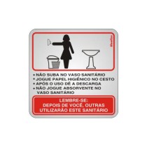 Placa sinalização alumínio 15 x 15 120AI "Educativa WC Mulher"