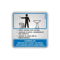 Placa sinalização alumínio 15 x 15 120AJ "Educativa WC Homem"