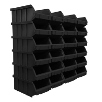 Kit 45 Caixas Box Gaveteiro Industrial Preta N°3 8x10x16cm