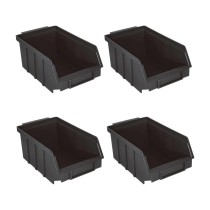 Kit 4 Caixa Box Gaveteiro Industrial Bin Preta N°4 9X13X19CM
