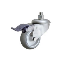 Rodízio cinza parafuso giratório com freio 5" GRROA 512 BPKC