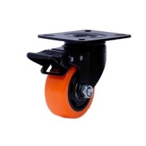 Rodízio laranja de nylon giratório com freio 6" GLPBF 614 PU E
