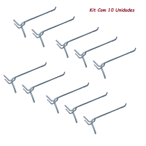 Kit 10 Ganchos Painel Perfurado Eucatex Zincado 15cm MS10203