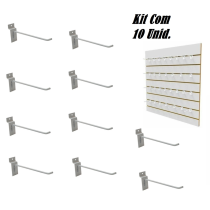 Kit 10 Ganchos Painel Canaletado Simples Branco 10cm MS10018