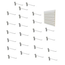 Kit 25 Ganchos Painel Canaletado Simples Branco 10cm MS10018