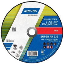 Disco Corte Inox 180mm Esmerilhadeira 7" Norton AR332