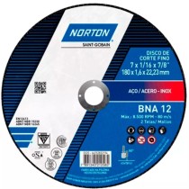 Disco Corte Inox 180mm Fino Esmerilhadeira 7" Norton BNA12