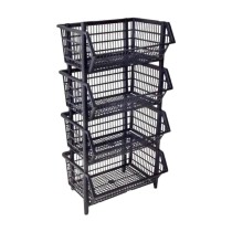 Kit 4 Cestos Organizador Expositor Empilhavel Preto 30L 7kg
