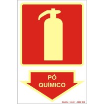 Placa sinalização combate incêndio PVC 250BR "Extintor Pó Químico"