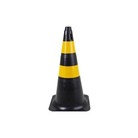 Cone sinalização rígido preto/amarelo 70 cm WPS1917