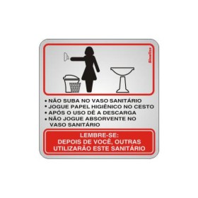 Placa sinalização alumínio 15 x 15 120AI "Educativa WC Mulher"