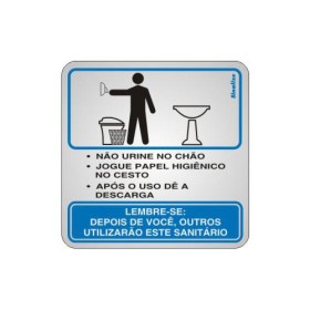 Placa sinalização alumínio 15 x 15 120AJ "Educativa WC Homem"